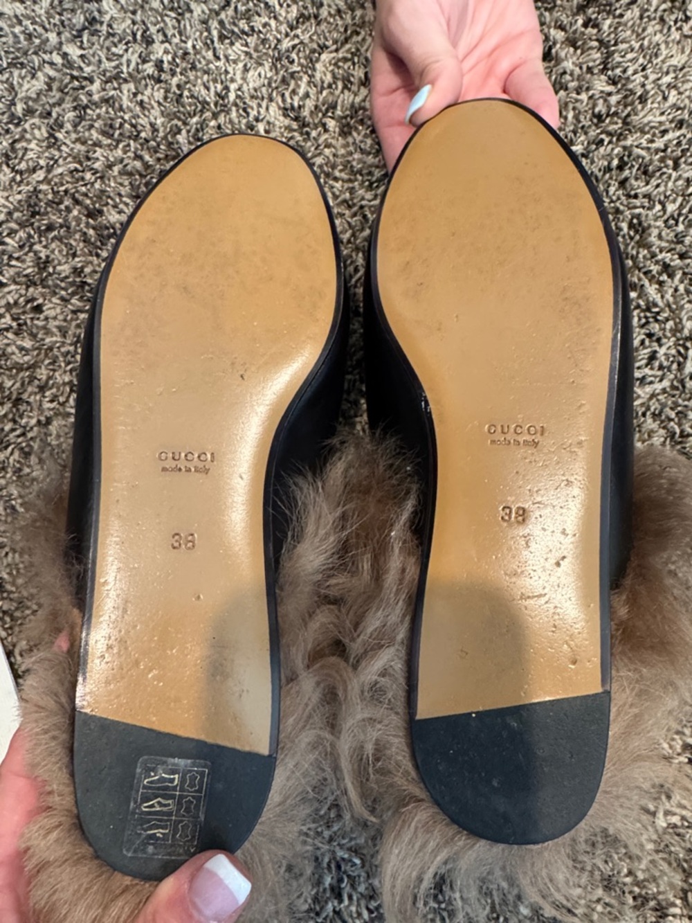Gucci Black Leather Fur-Lined Horsebit Loafers Princeton size 38 - Picture 5 of 7